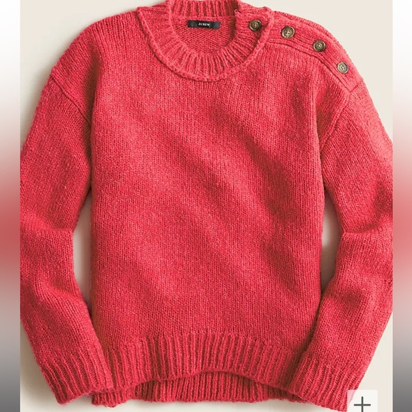 J. Crew Sweaters - NWT J. Crew Button-shoulder crewneck sweater Size Small - Raspberry Red